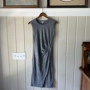 Splendid Heather Gray Sleeveless Twist-Detail Midi Dress, Size Small